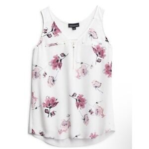 FORTUNE + IVY‎ Zip Detail Mixed Material Sleeveless Floral White Women's XL
